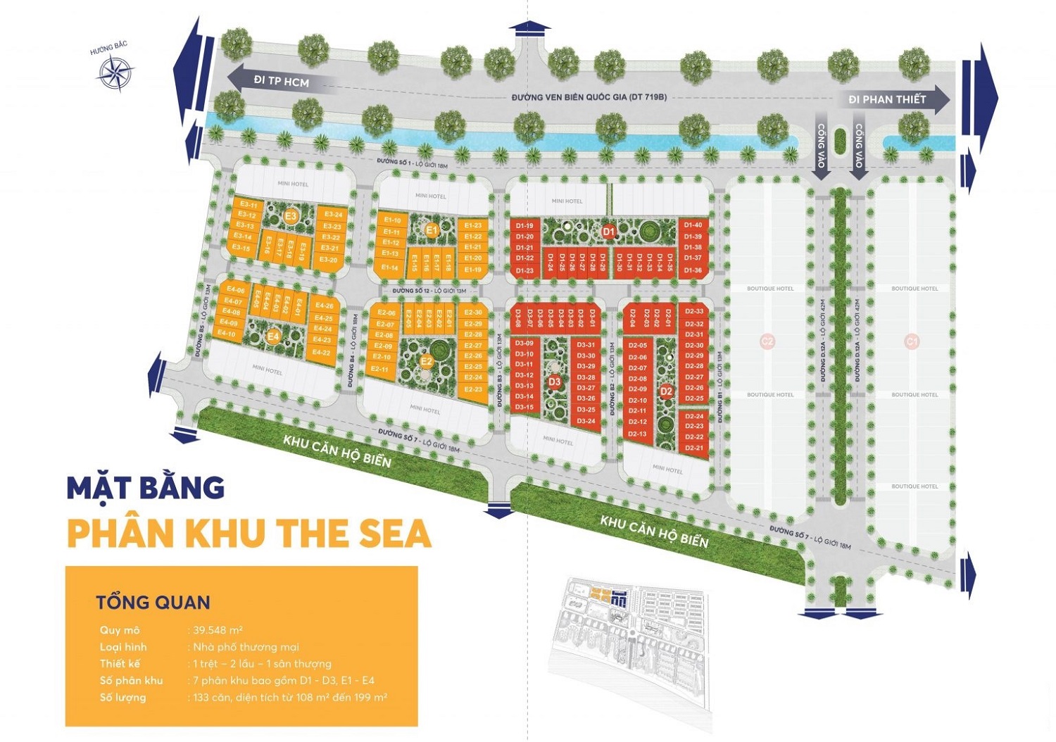Mặt bằng phân khu The Sea dự án Thanh Long Bay